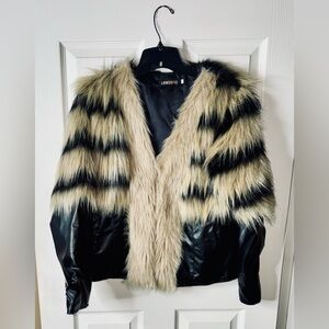 *New* Faux Leather with Faux Fur Trim Black Jacket